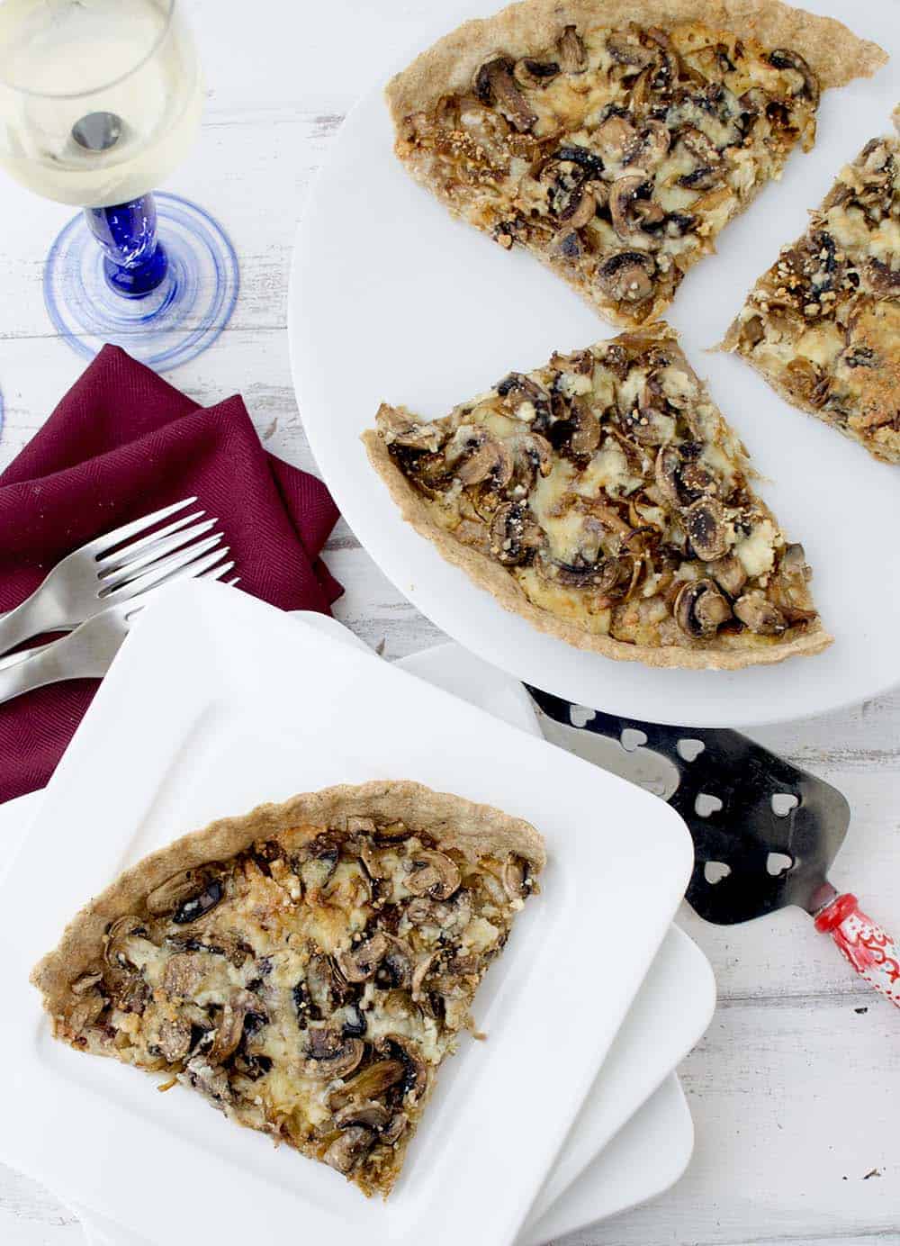 Caramelized Onion And Mushroom Tart! The Perfect Vegetarian Appetizer, Side Or Main Dish. Whole Wheat Tart Stuffed With Onions, Mushrooms, And Gorgonzola Cheese. | Www.delishknowledge.com