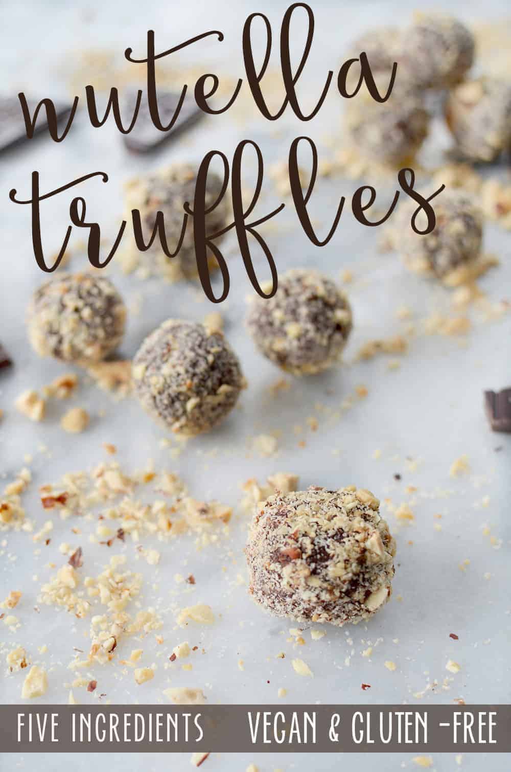 Nutella Truffles! Healthy truffles made with only 5 ingredients! Vegan, glutenfree and naturally sweetened. You've gotta make these! | www.delishknowledge.com