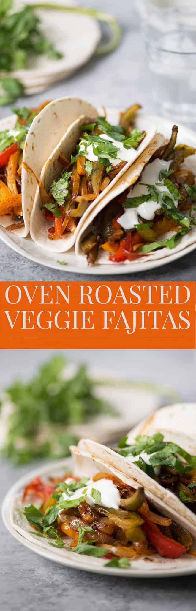 Oven Roasted Fajitas! These veggie fajitas are such a simple meal. Throw everything in the oven and dinner is ready in just 30 minutes. Customize them however you like 'em. | www.delishknowledge.com