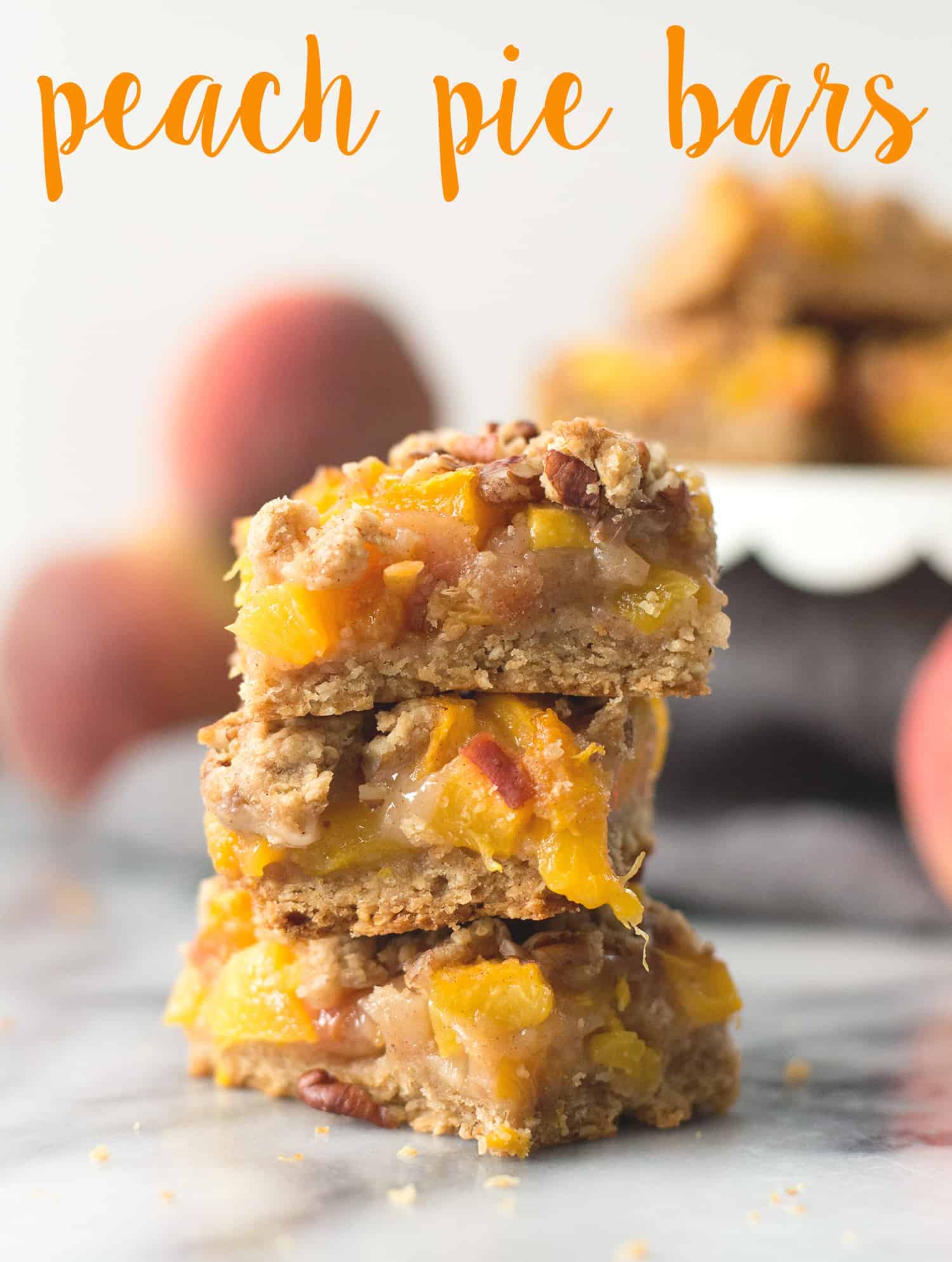 Peach Pie Bars! The perfect way to enjoy ripe peaches. Vegan and easily gluten-free. | www.delishknowledge.com