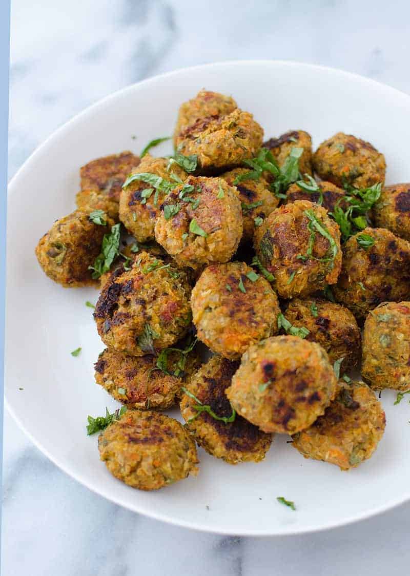 a bowl of homemade mushroom meatballs