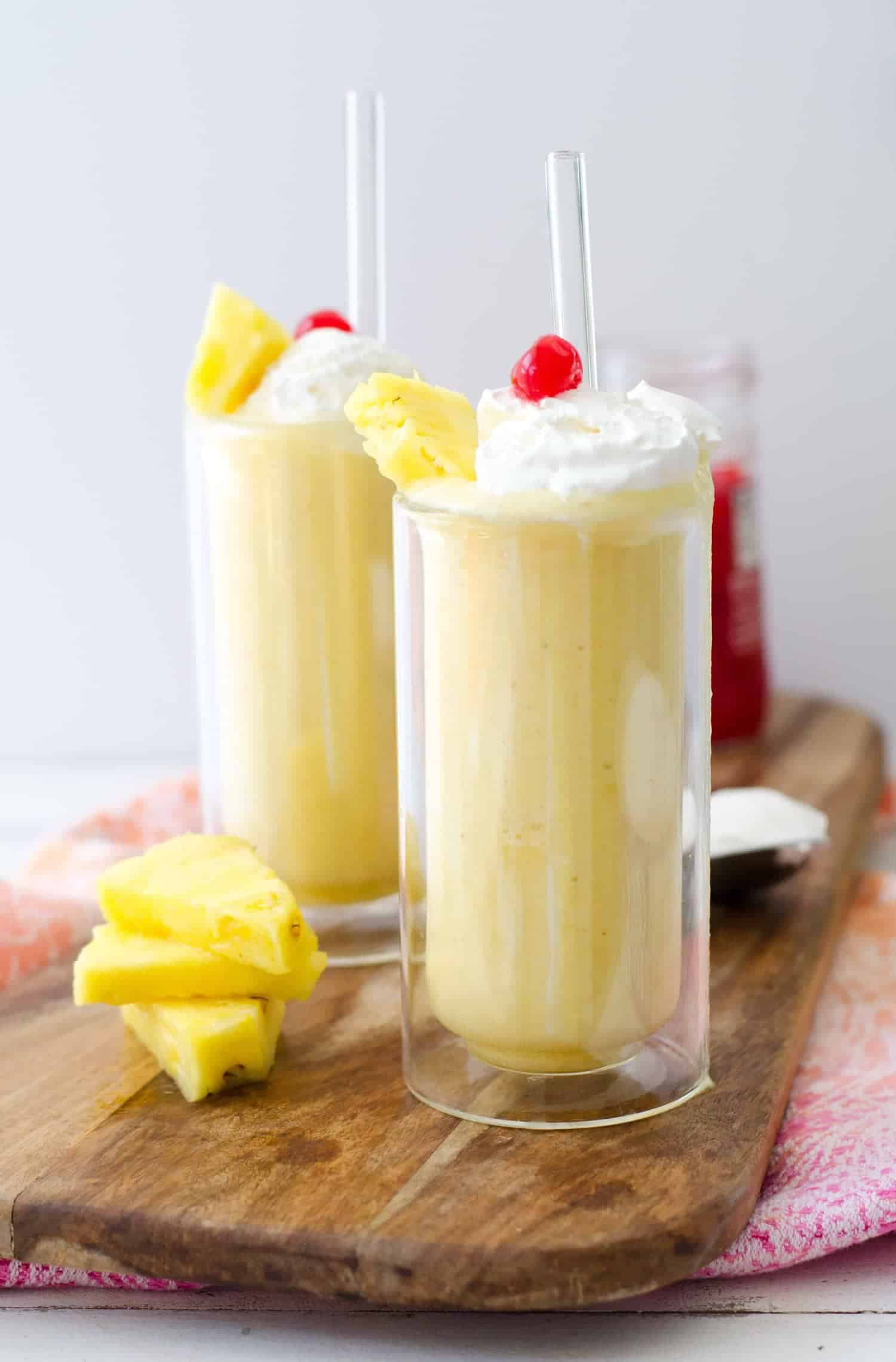 Pina Colada Smoothie! This Refreshing Smoothie Is Perfect For Hot Summer Days- With Or Without Rum! Vegan, Dairy-Free And Gluten-Free | Www.delishknowledge.com