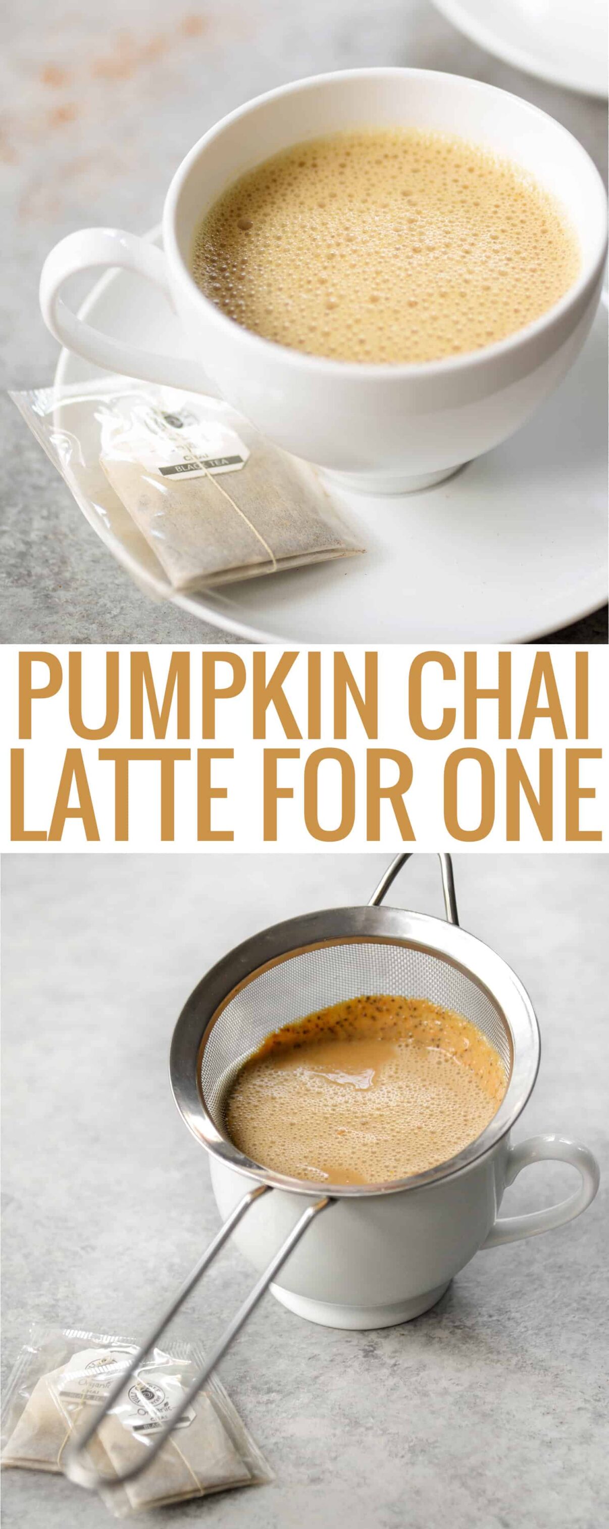 Pumpkin Chai Latte for One! If you love pumpkin chai lattes, you'll want to save this healthier, cleaner version. Made with chai tea, pumpkin puree, almond milk and spice. Vegan & Gluten-Free | www.delishknowledge.com