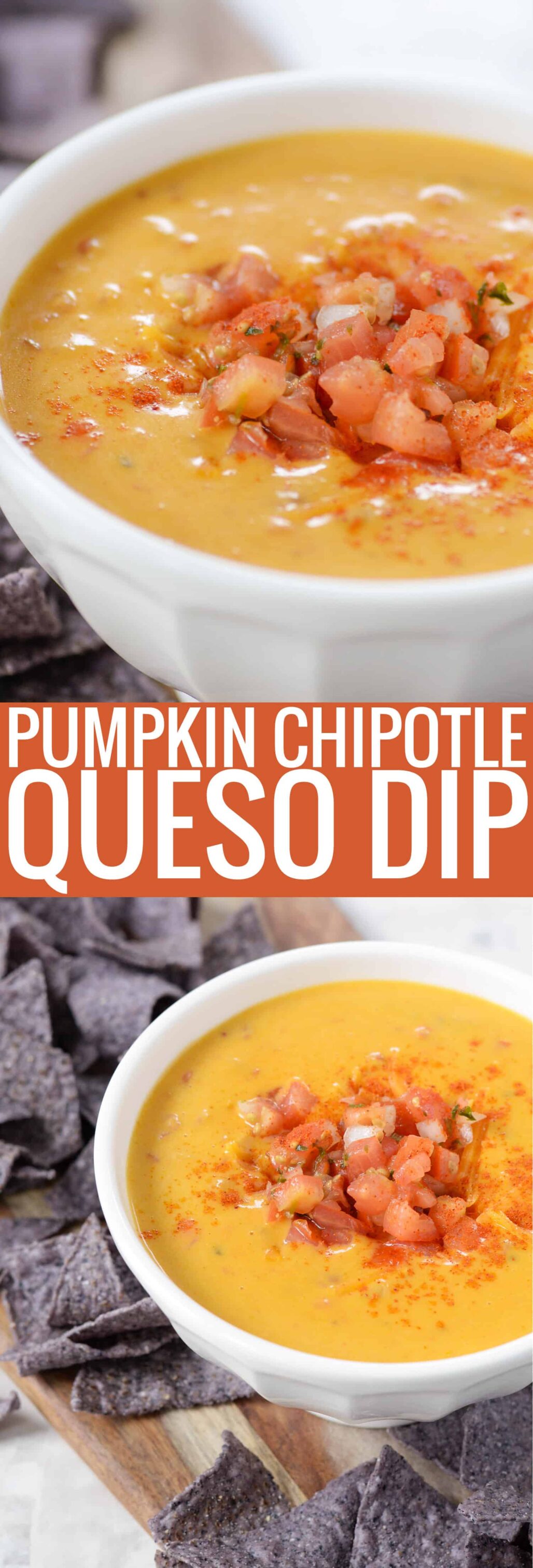 Pumpkin Chipotle Queso Dip! Looking for a unique appetizer? Try this dip! Spicy, creamy and perfectly cheesy!