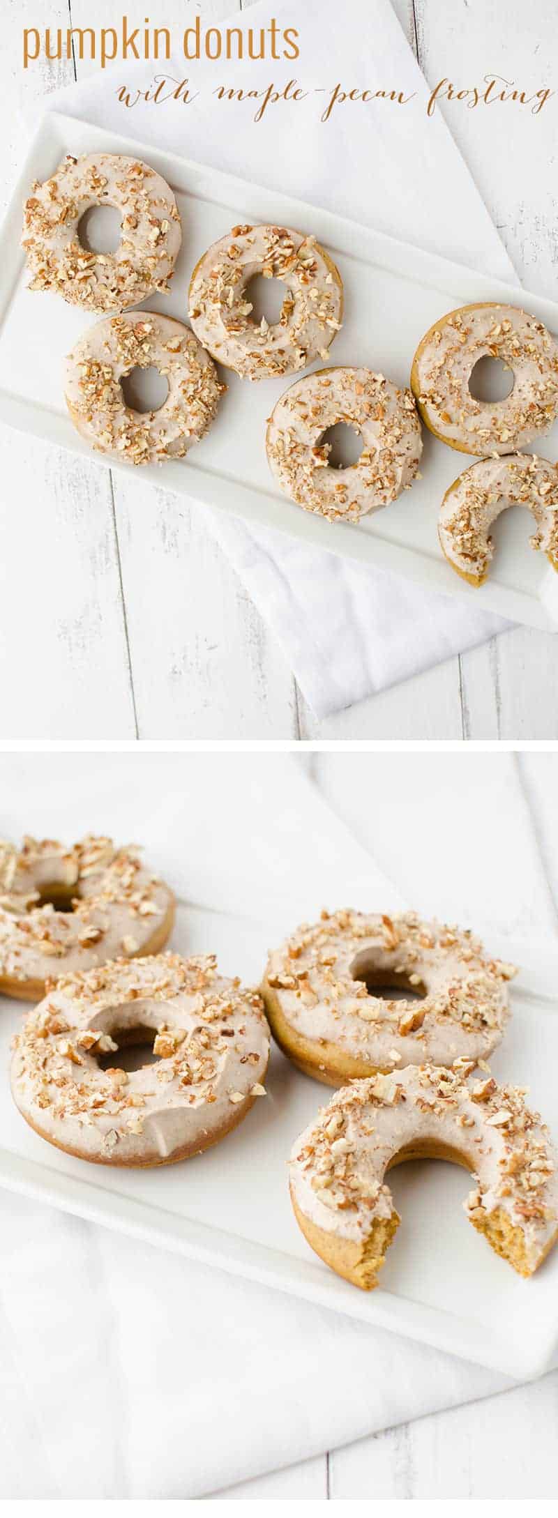 Pumpkin Donuts With Maple-Pecan Frosting! A Healthy Take On Donuts! Save This One For Company This Fall! | Www.delishknowledge.com