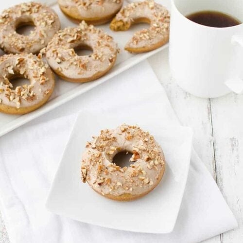 Pumpkin Donuts With Maple-Pecan Frosting! A Healthy Take On Donuts! Save This One For Company This Fall!
