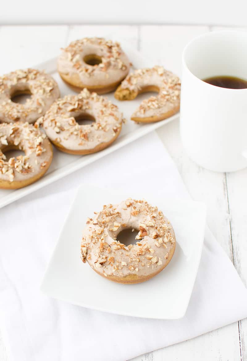 Pumpkin Donuts With Maple-Pecan Frosting! A Healthy Take On Donuts! Save This One For Company This Fall!