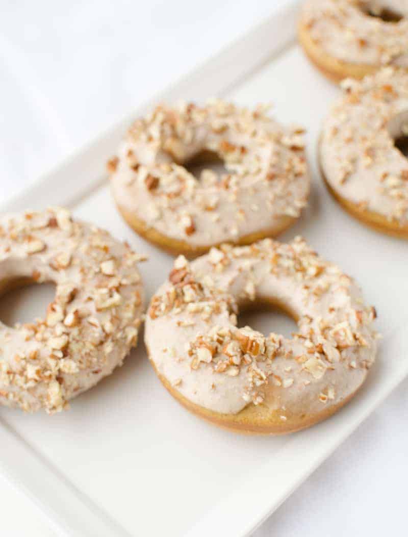 Pumpkin Donuts With Maple-Pecan Frosting! A Healthy Take On Donuts! Save This One For Company This Fall!