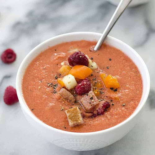 Raspberry Gazpacho 8 Raspberry Gazpacho! This Refreshing Soup Is Perfect For Summer Entertaining. Vegan And Gluten-Free, Make Ahead For An Easy Appetizer Or Dinner. | Www.delishknowledge.com