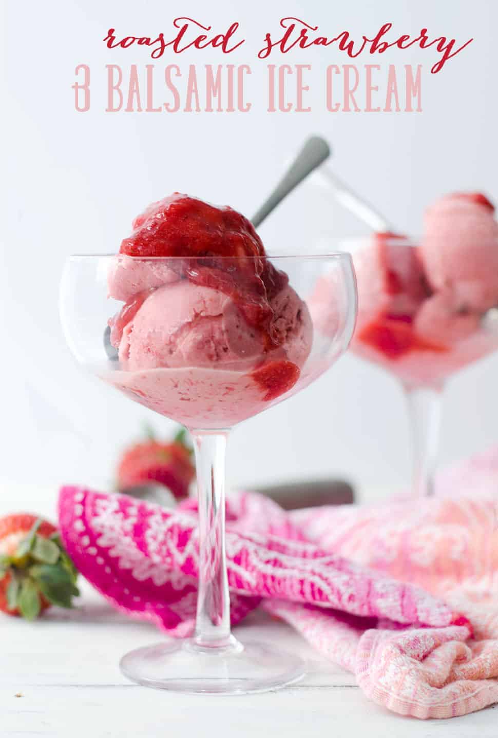 Roasted Strawberry Balsamic Ice cream! You are going to LOVE this vegan ice-cream. Roasted strawberries give this so much flavor, incredible that it's dairy-free! Only 5 ingredients! | www,delishknowledge.com