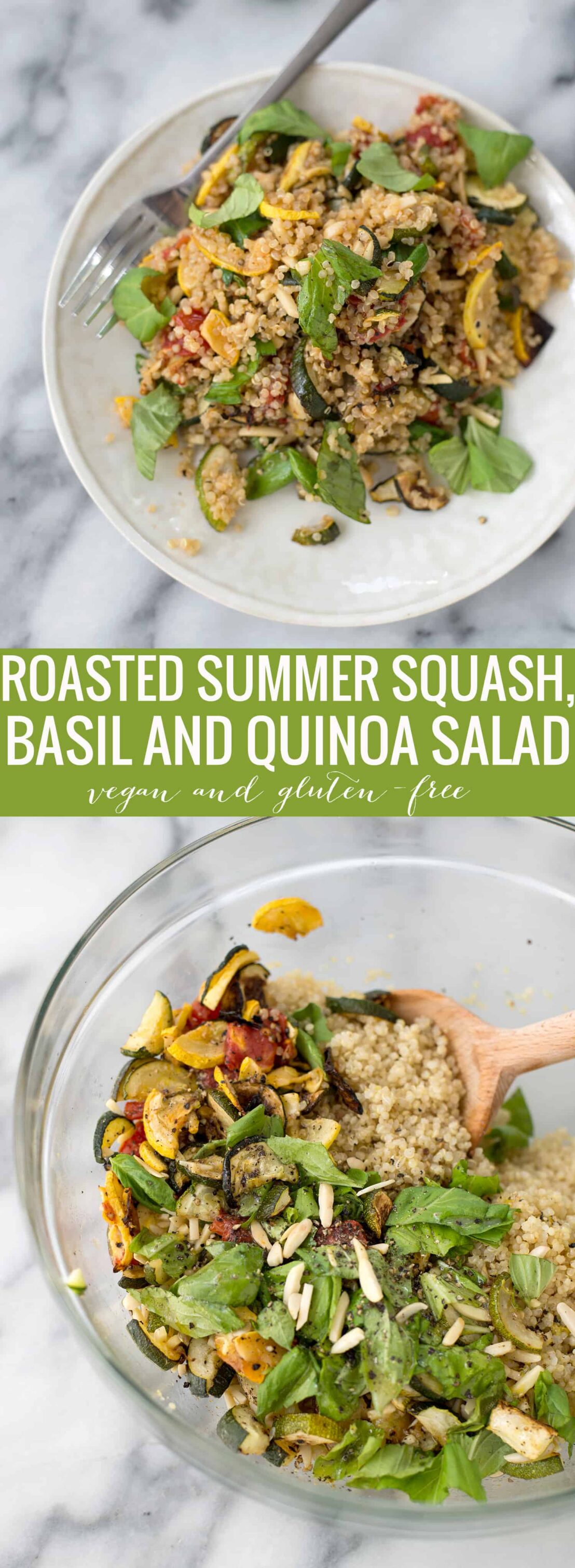 Squash And Quinoa Salad! This Side Dish Is Perfect For Summer Or Dinners. Roasted Zucchini, Squash And Tomatoes With Quinoa And A Lemon-Basil Dressing. Vegan And Glutenfree | Www.delishknowledge.com