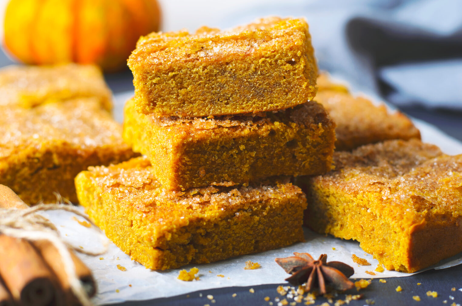 Pumpkin,Bars,With,Cinnamon,Sugar,Crust,,Freshly,Baked,Spiced,Pumpkin