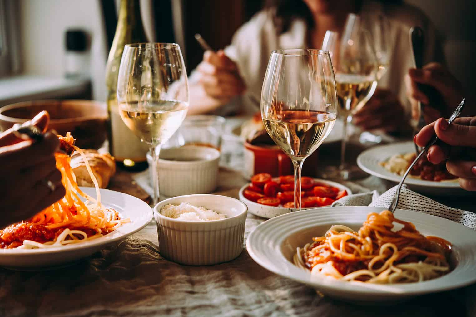 woman eating pasta