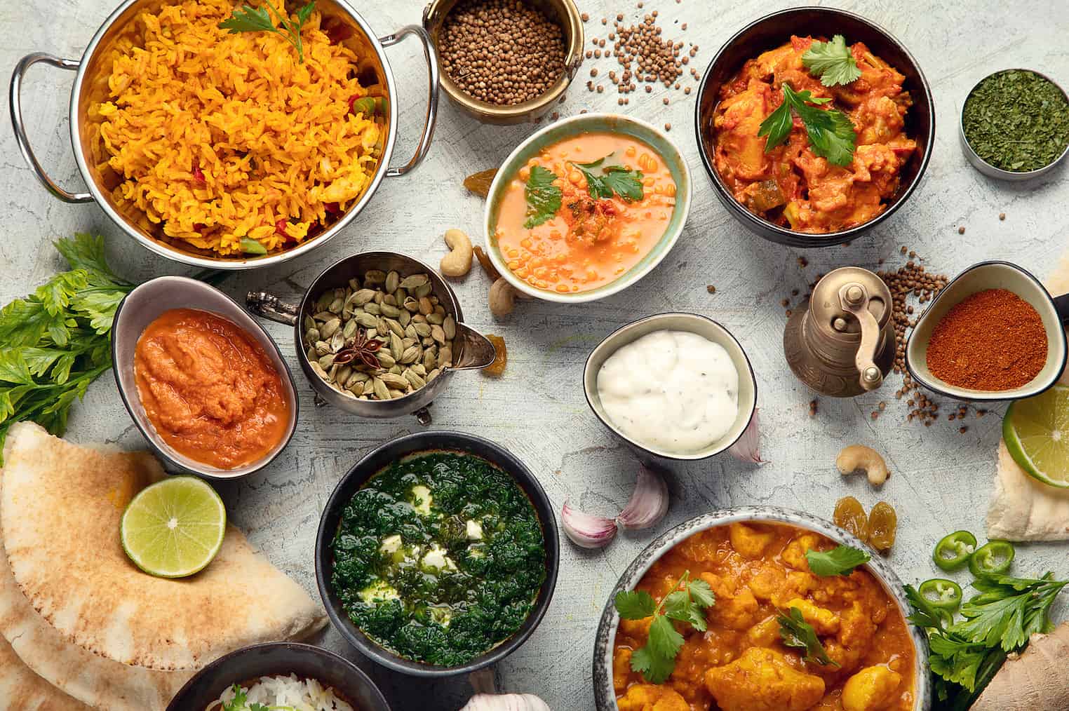 Traditional indian cuisine.  Top view