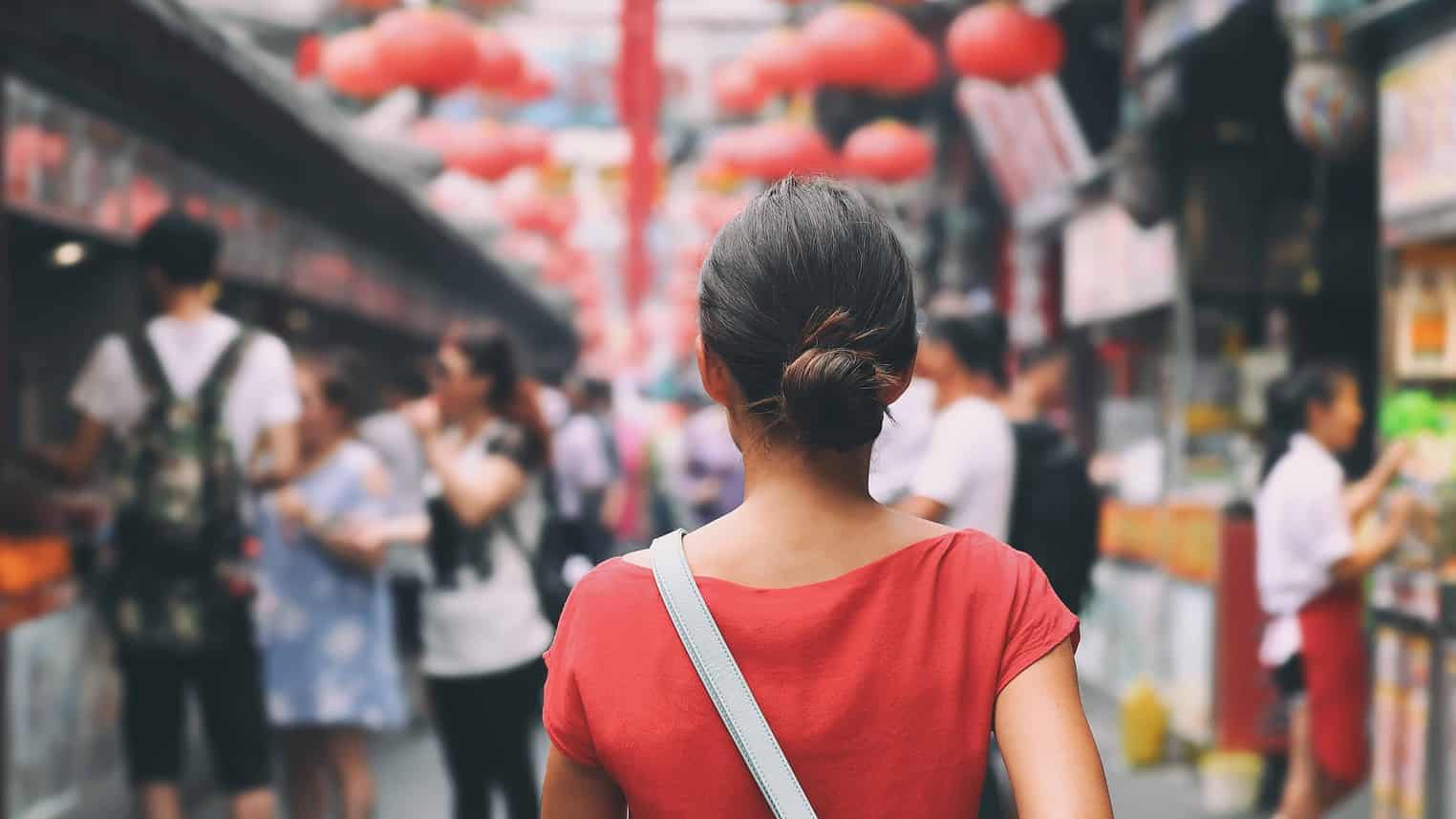 China,Food,Market,Street,In,Beijing.,Chinese,Tourist,Walking,In