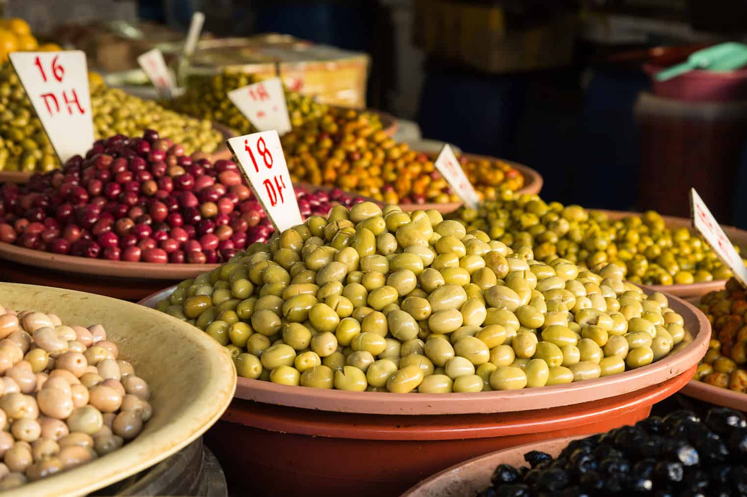 olives at market in morocco
