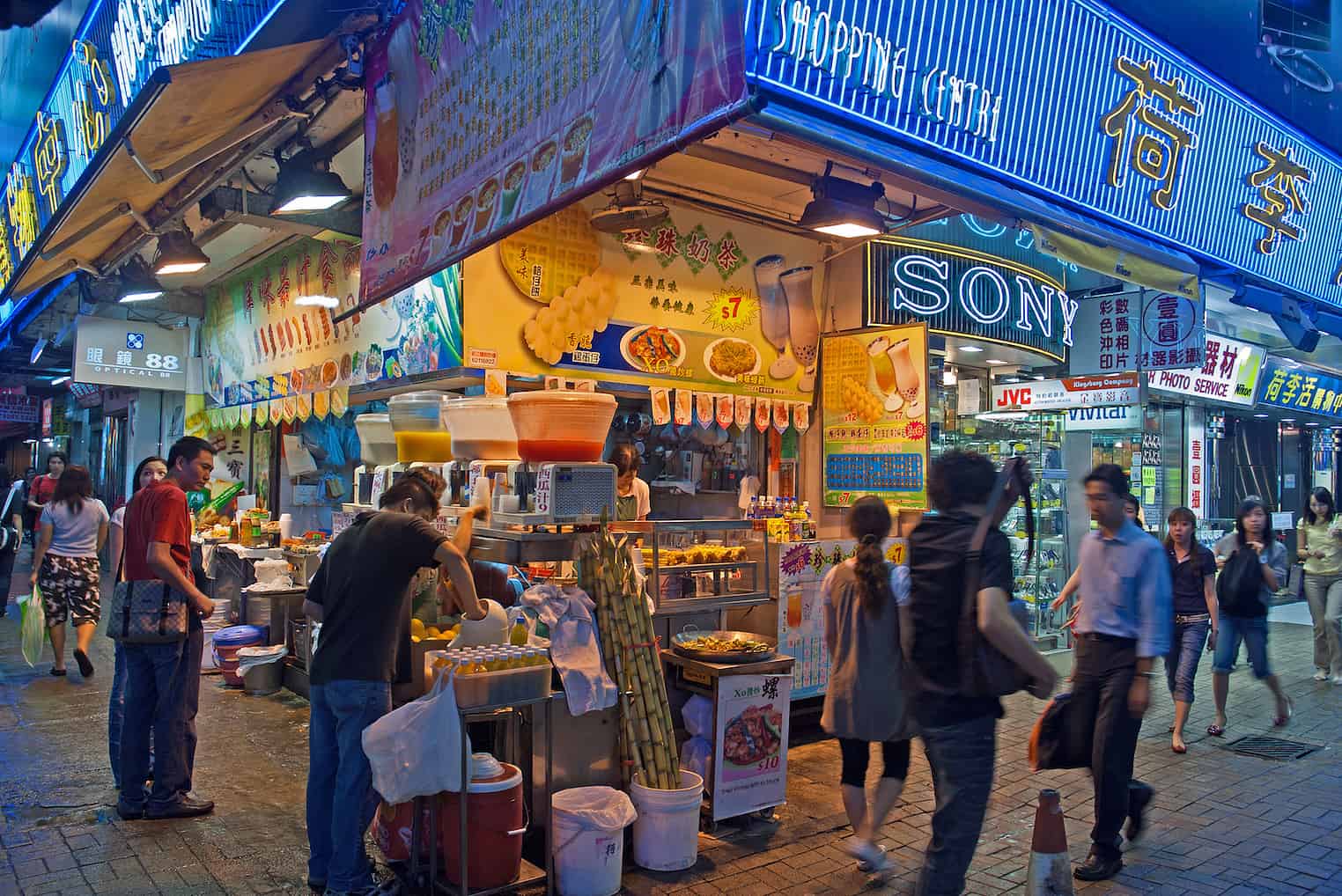 HONG KONG â€“ MAY 30, 2008: Typical street restaurant in Kowloon. With more than 12000 street stalls Hong Kong is one of the most vibrant food capitals in the world.
