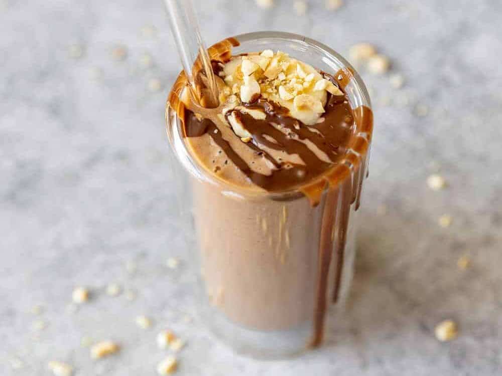 Vegan Banana Recipes 11 Snickers Shake Up Close View