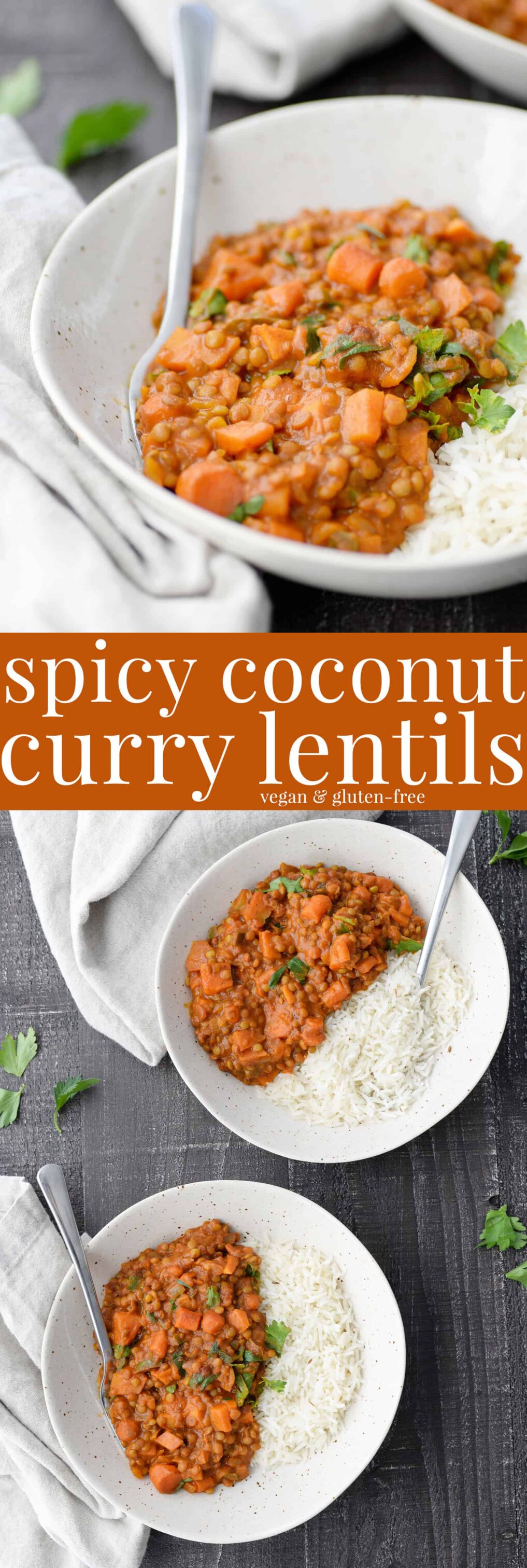 vegan spicy coconut curry lentils