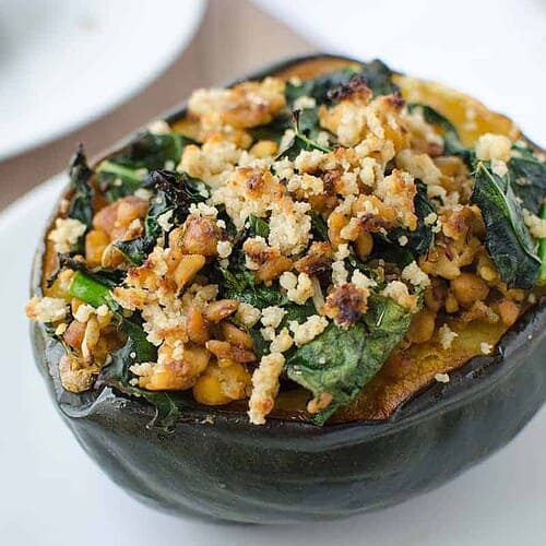 Kale And Tempeh Stuffed Acorn Squash