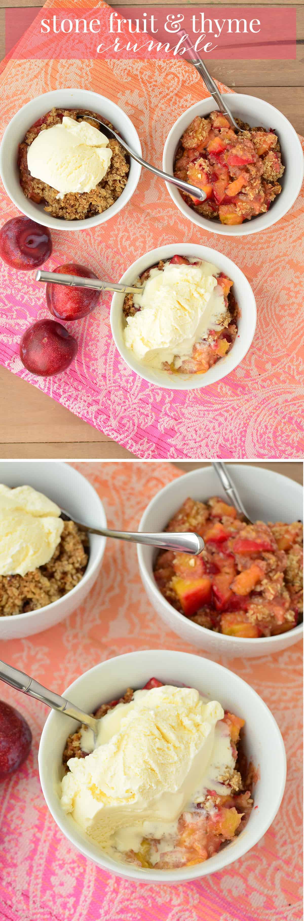 The Best Summer Dessert- You'Ve Gotta Make This One! Stone Fruit &Amp; Thyme Crumble, Sweet, Tart With A Hint Of Savory. Vegan And Gluten-Free Option! | Www.delishknowledge.com