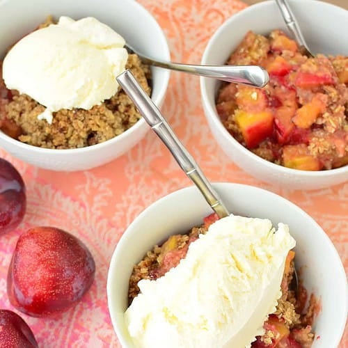 Plum Thyme Crumble 8 The Best Summer Dessert- You'Ve Gotta Make This One! Stone Fruit &Amp; Thyme Crumble, Sweet, Tart With A Hint Of Savory. Vegan And Gluten-Free Option! | Www.delishknowledge.com