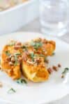 Vegan Stuffed Shells with Pumpkin Cream Sauce! Tofu ricotta stuffed into jumbo shells and baked in a creamy pumpkin sauce. Showstopper dinner for the holidays! | www.delishknowledge.com
