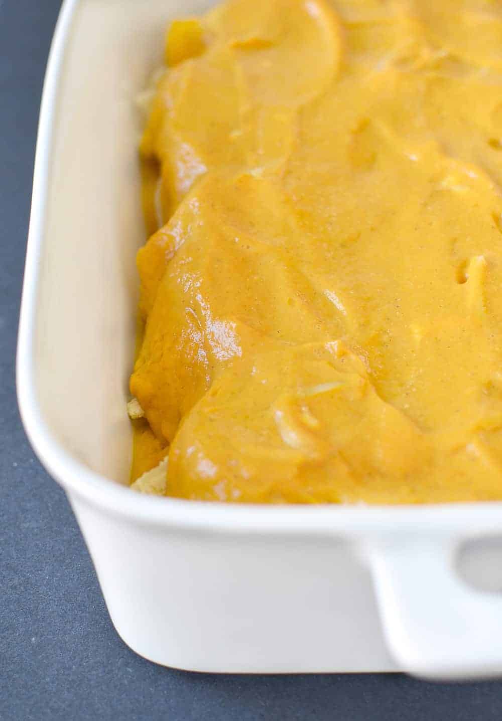 Vegan Stuffed Shells with Pumpkin Cream Sauce! Tofu ricotta stuffed into jumbo shells and baked in a creamy pumpkin sauce. Showstopper dinner for the holidays! | www.delishknowledge.com