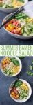 Summer Ramen Noodle Salad! You've gotta try this cold salad filled with ramen noodles, green beans, tomatoes, cucumbers, corn and a ponzu sauce. Vegan | www.delishknowledge.com