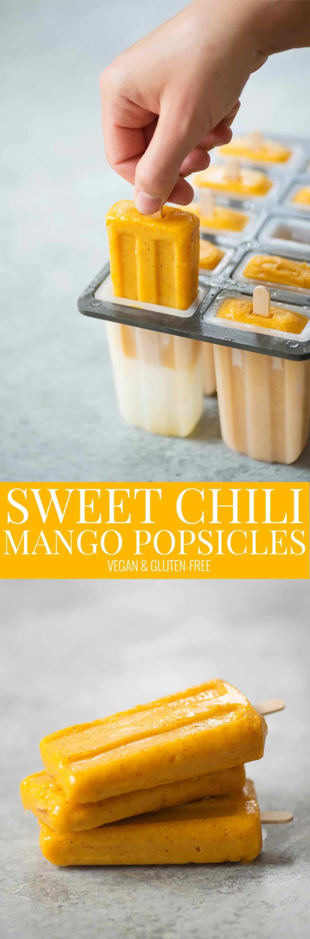 If you love chili salt on fresh mango, then you've gotta try these Sweet Chili Mango Popsicles! Dairy-free, vegan and gluten-free. | www.delishknowledge.com
