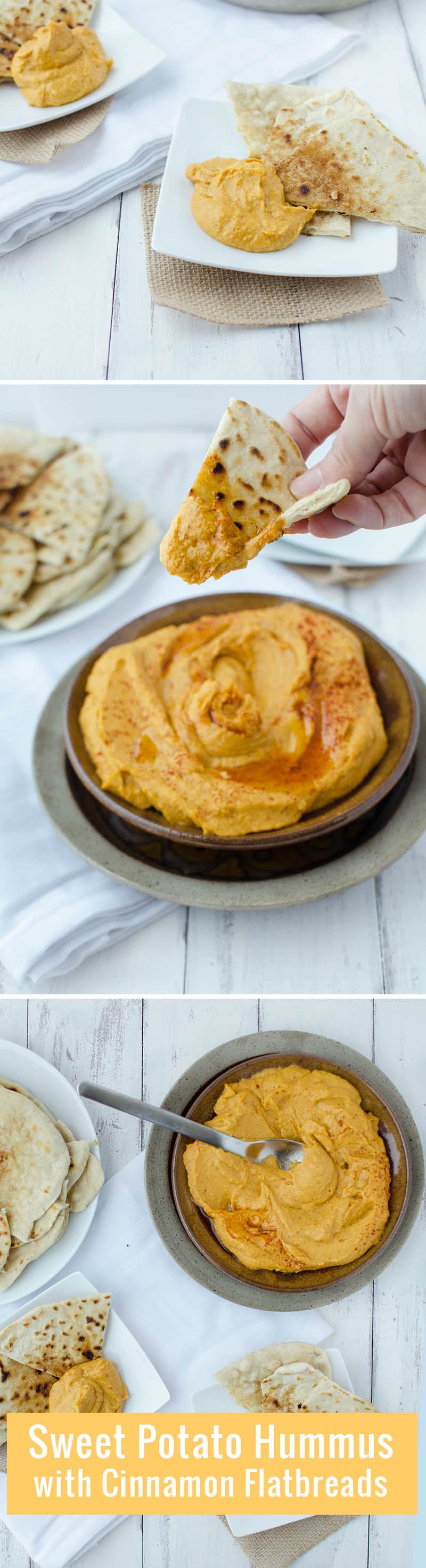 Sweet Potato Cinnamon Hummus With Homemade Cinnamon Sugar Flatbreads! So Delicious! Perfect As A Dip Or As A Sandwich Spread. | Www.delishknowledge.com