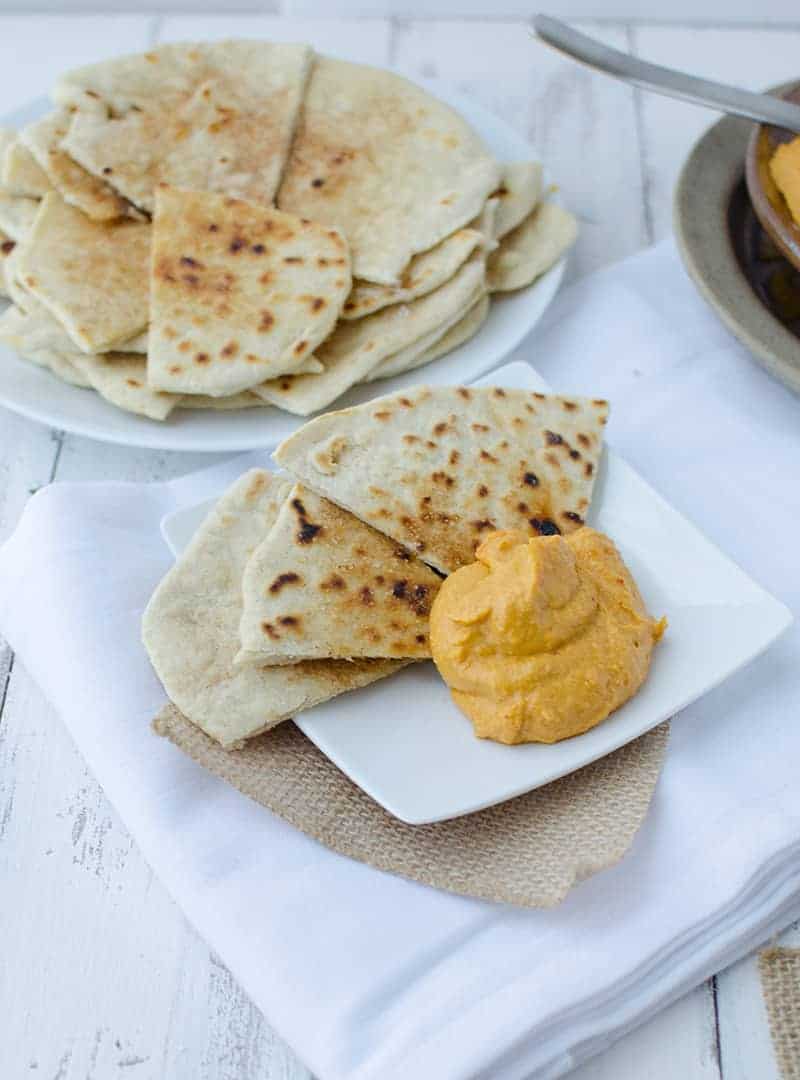 Sweet Potato Cinnamon Hummus With Homemade Cinnamon Sugar Flatbreads! So Delicious! Perfect As A Dip Or As A Sandwich Spread. | Www.delishknowledge.com