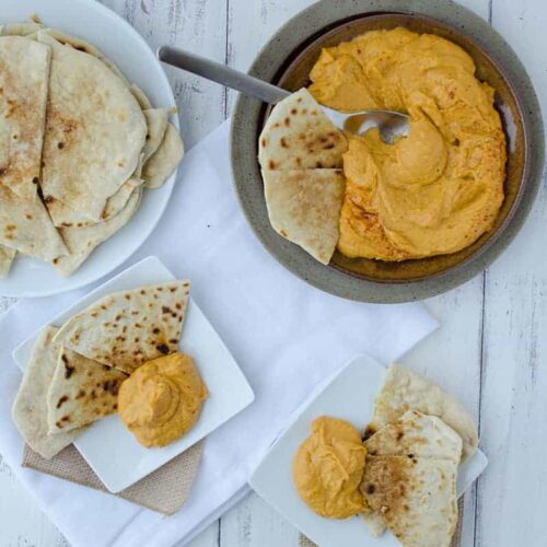 Sweet Potato Hummus with Cinnamon Flatbread 6 Sweet Potato Cinnamon Hummus With Homemade Cinnamon Sugar Flatbreads! So Delicious! Perfect As A Dip Or As A Sandwich Spread. | Www.delishknowledge.com