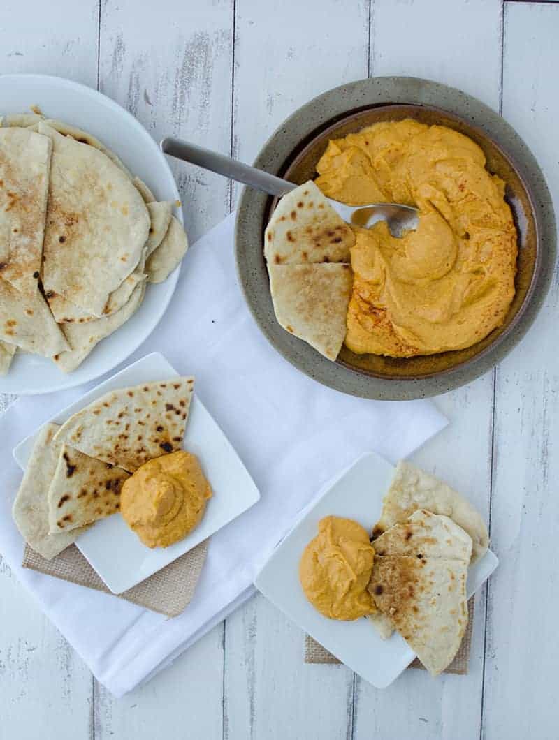 Sweet Potato Cinnamon Hummus With Homemade Cinnamon Sugar Flatbreads! So Delicious! Perfect As A Dip Or As A Sandwich Spread. | Www.delishknowledge.com