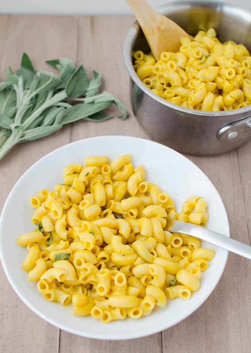 Vegan Mac And Cheese- Made Seasonal By Adding Sage &Amp; Sweet Potato! Cheesy, Savory, And Ready In 30 Minutes Or Less. | Www.delishknowledge.com