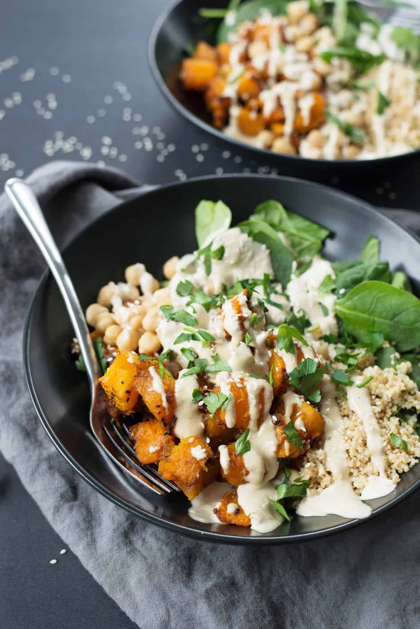 Butternut Squash Tahini Buddha Bowl Delish Knowledge