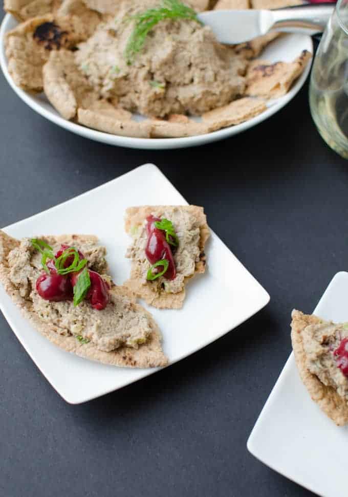 Vegan Pate With Pita And Cherries