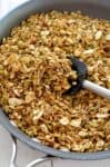 Granola made simple- and healthy! Skillet Pumpkin Granola- ready in just 10 minutes! Cook everything on the stove and enjoy. Vegan and Glutenfree. | www.delishknowledge.com