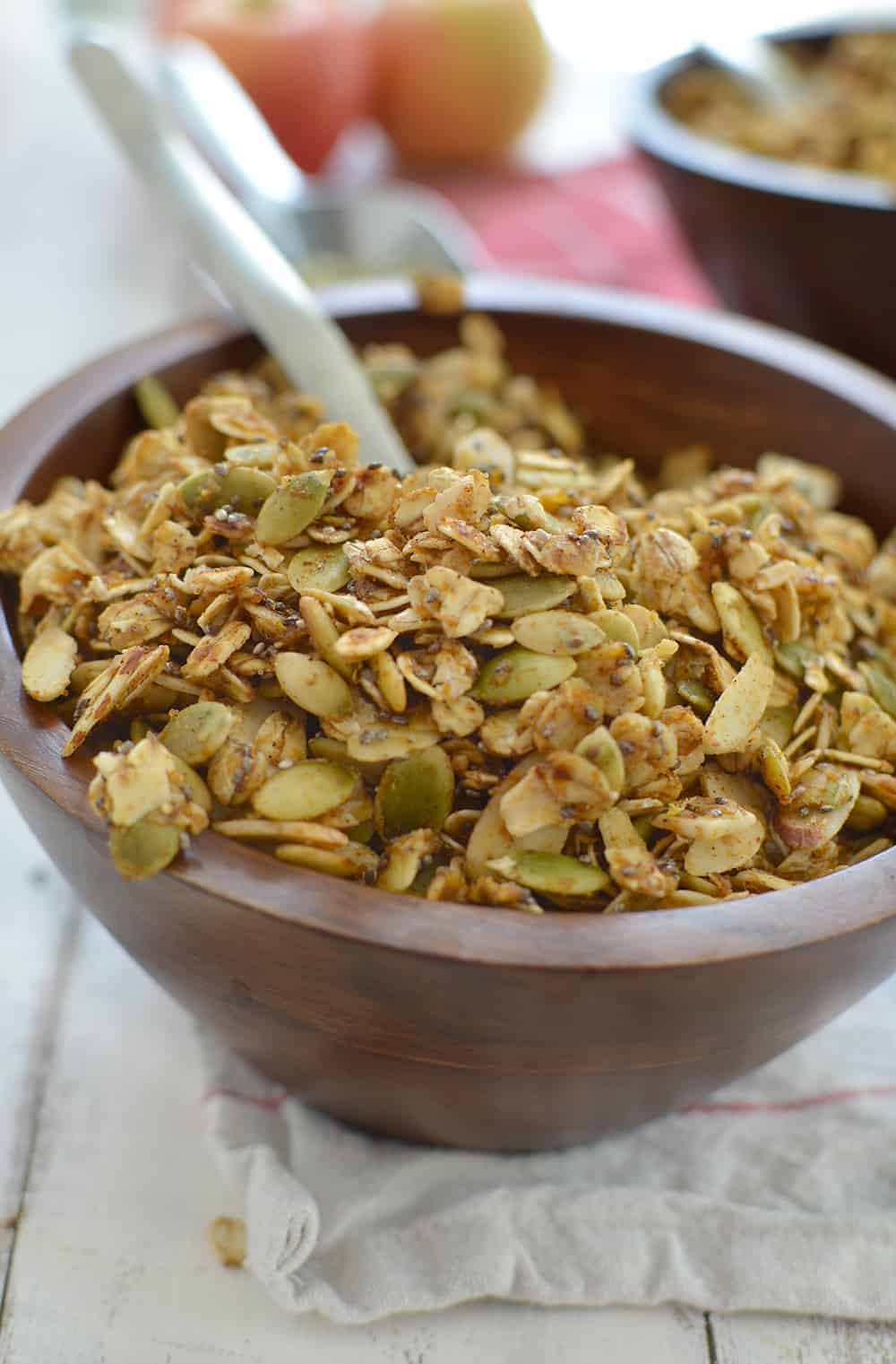 Granola Made Simple- And Healthy! Skillet Pumpkin Granola- Ready In Just 10 Minutes! Cook Everything On The Stove And Enjoy. Vegan And Glutenfree. | Www.delishknowledge.com