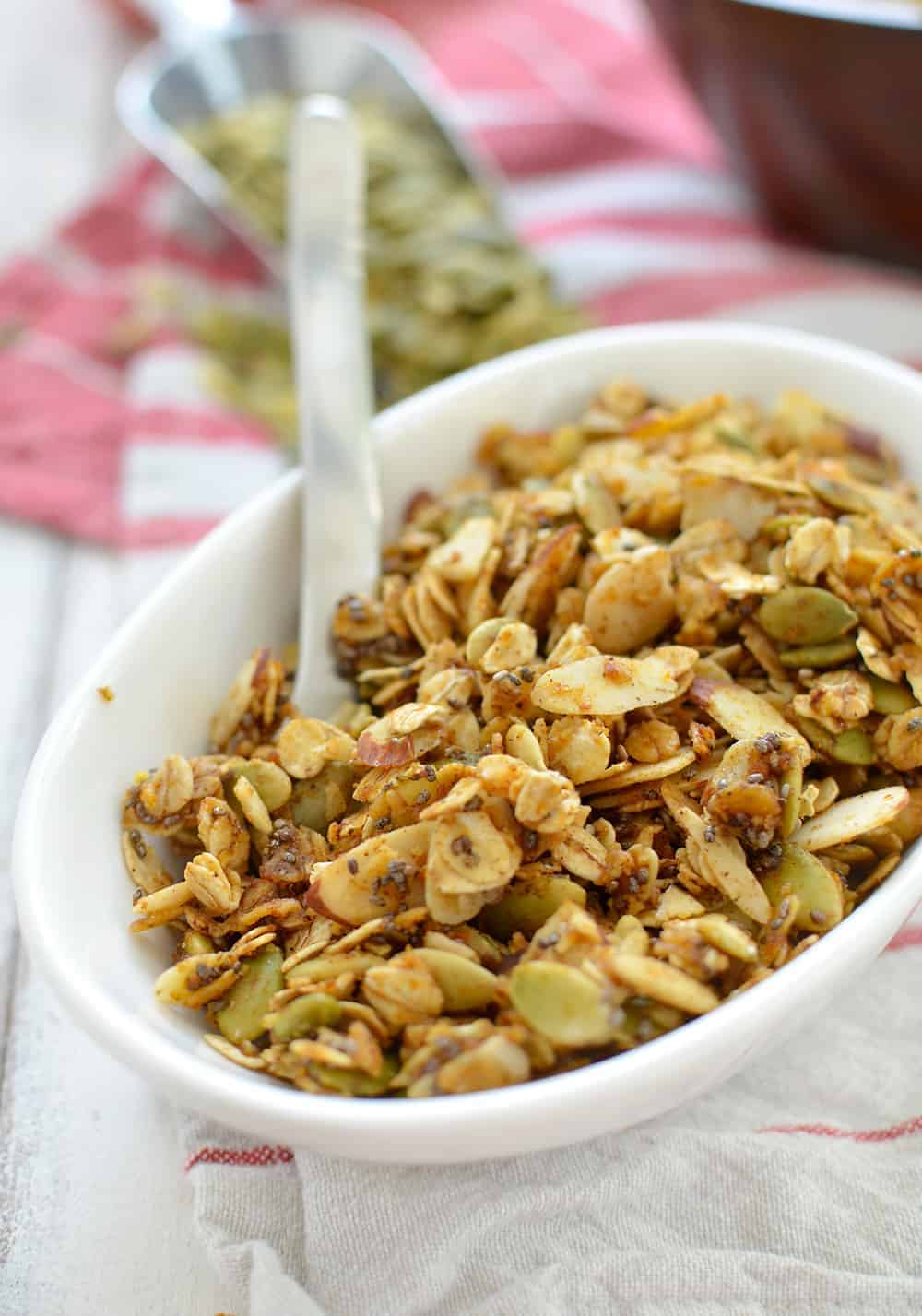 Granola Made Simple- And Healthy! Skillet Pumpkin Granola- Ready In Just 10 Minutes! Cook Everything On The Stove And Enjoy. Vegan And Glutenfree. | Www.delishknowledge.com