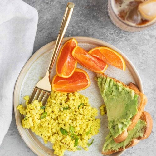 Tofu Scramble 11 Eggy Tofu Scramble With Avocado Toast And Oranges
