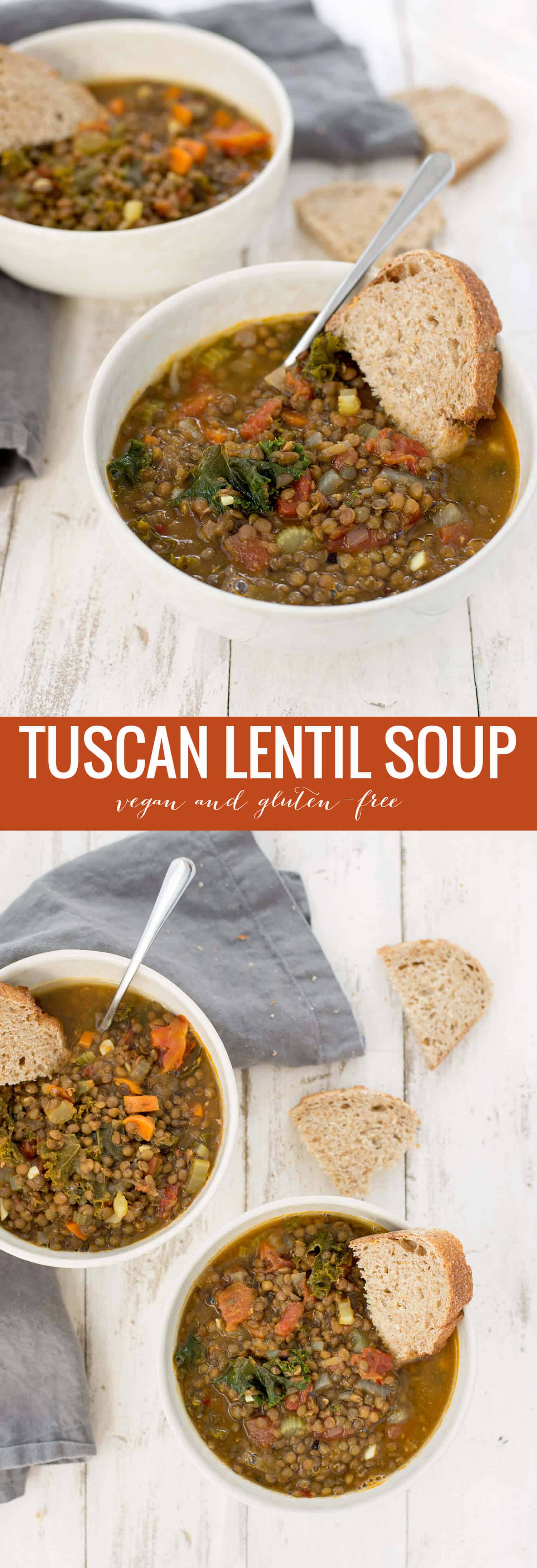 Tuscan Lentil Soup! An Italian Take On Classic Lentil Soup. Vegan And Gluten-Free. | Www.delishknowledge.com