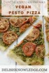 Pinterest graphic for vegan pesto pizza