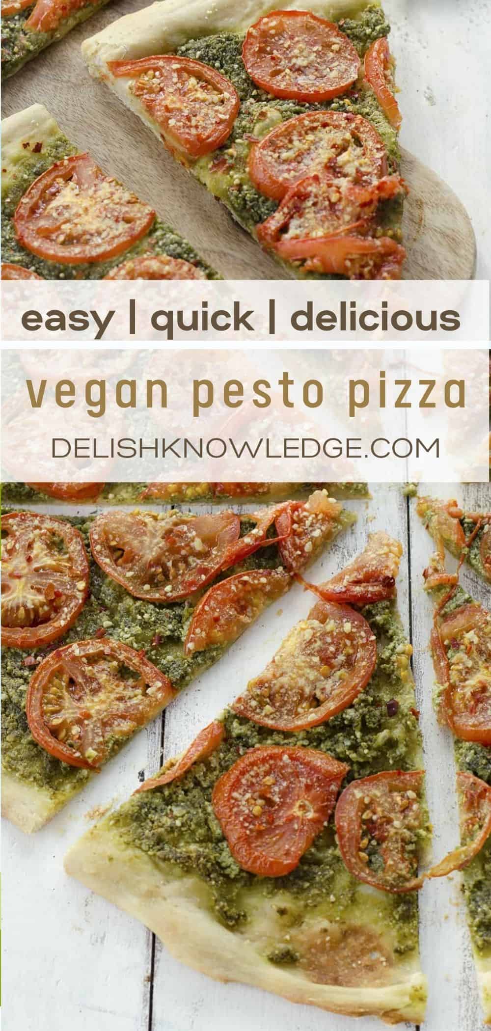 Vegan Pesto Pizza With Roasted Tomato Delish Knowledge