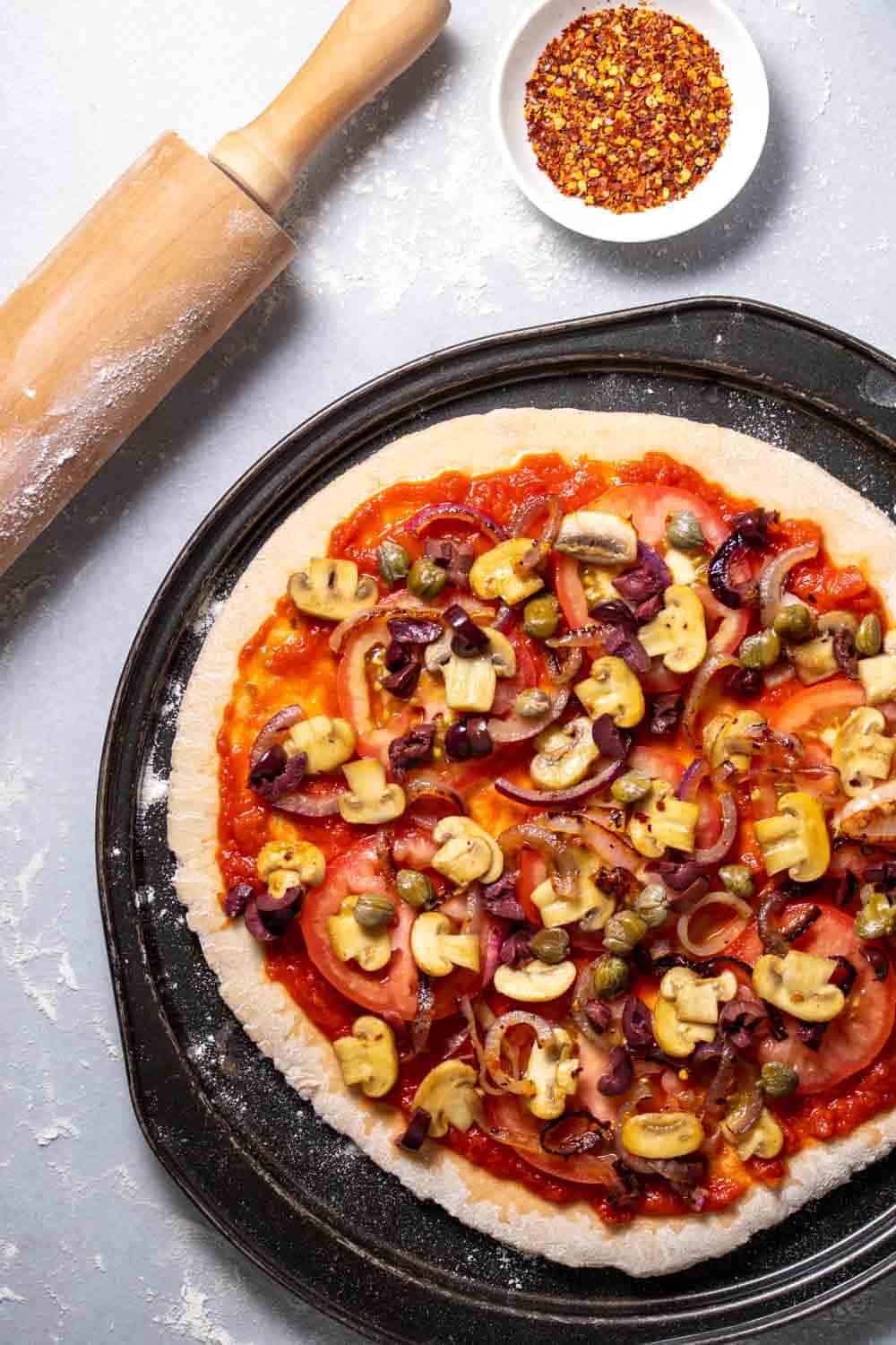 Vegan Puttanesca Pizza 