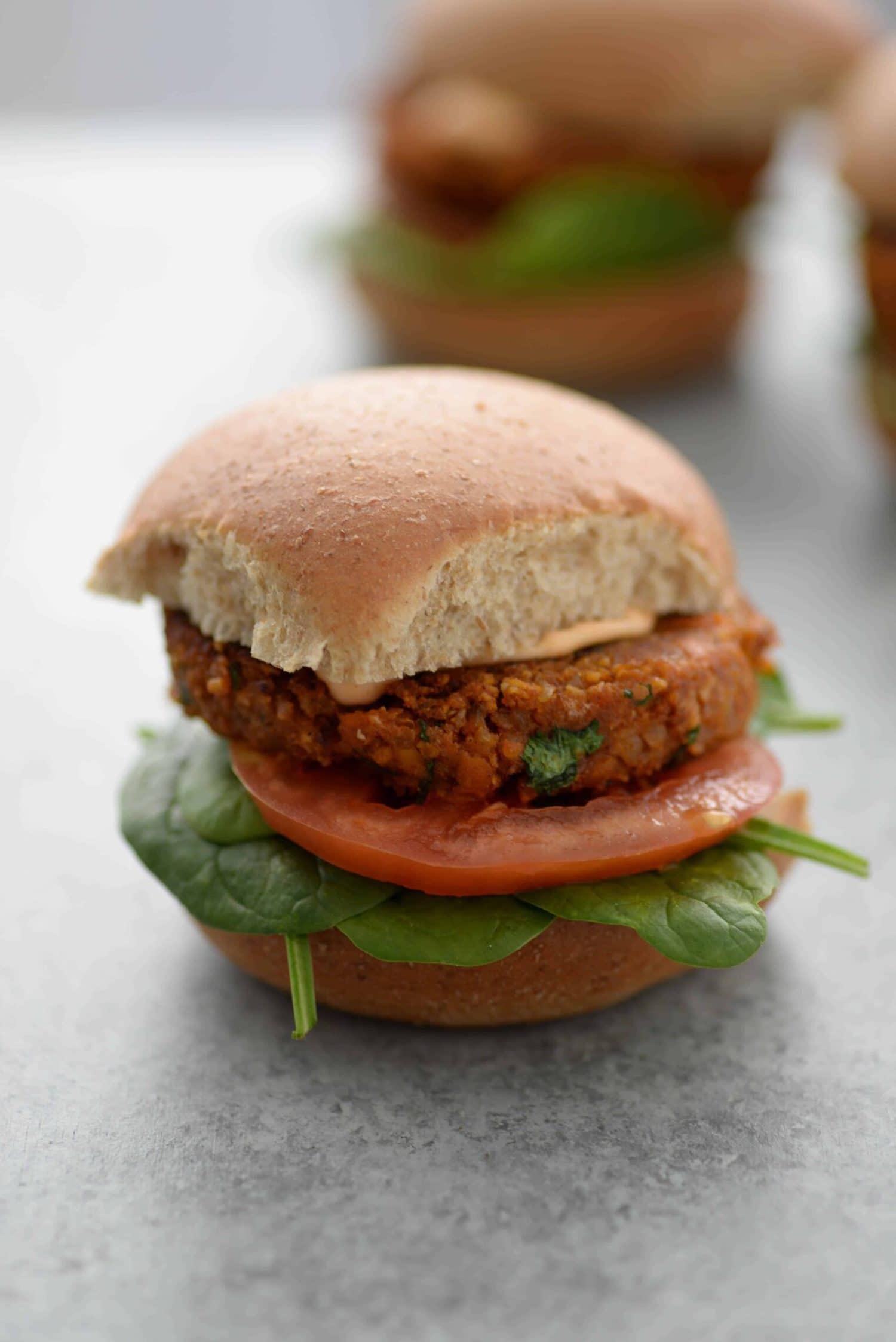 Close Up Black Bean Sweet Potato Burger 