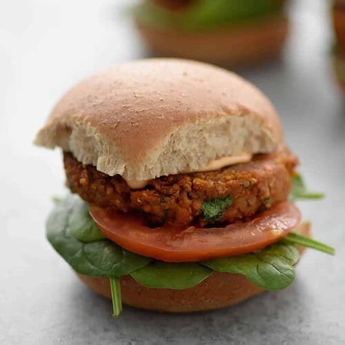 Close Up Black Bean Sweet Potato Burger