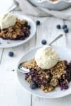 Vegan Blueberry Almond Crisp! Oat and Almond Blueberry crisp, perfect for summer! Easily gluten-free. | www.delishknowledge.com