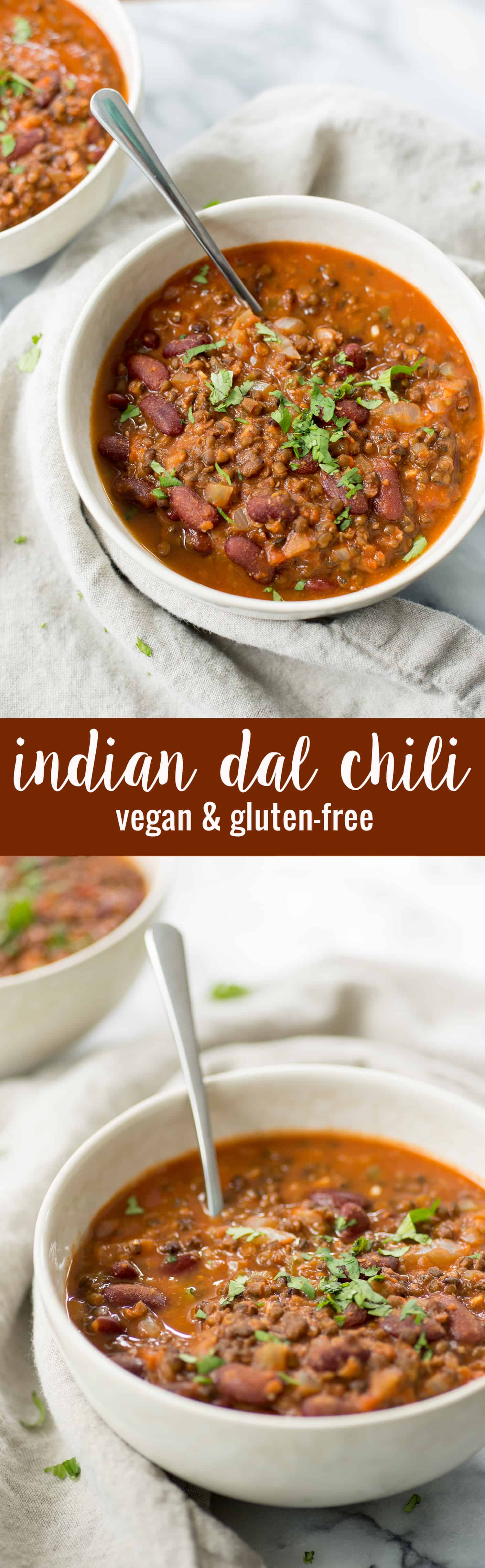 Vegan Indian Dal Chili! You are going to love this masala spiced chili. Vegan and Gluten-free. | www.delishknowledge.com
