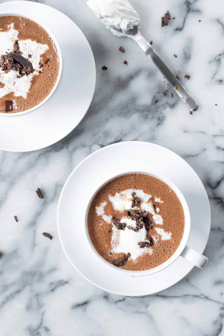 Vegan Mexican Hot Chocolate! Thick, Creamy Hot Chocolate Lightly Spiced With Cayenne And Cinnamon. | Www.delishknowledge.com